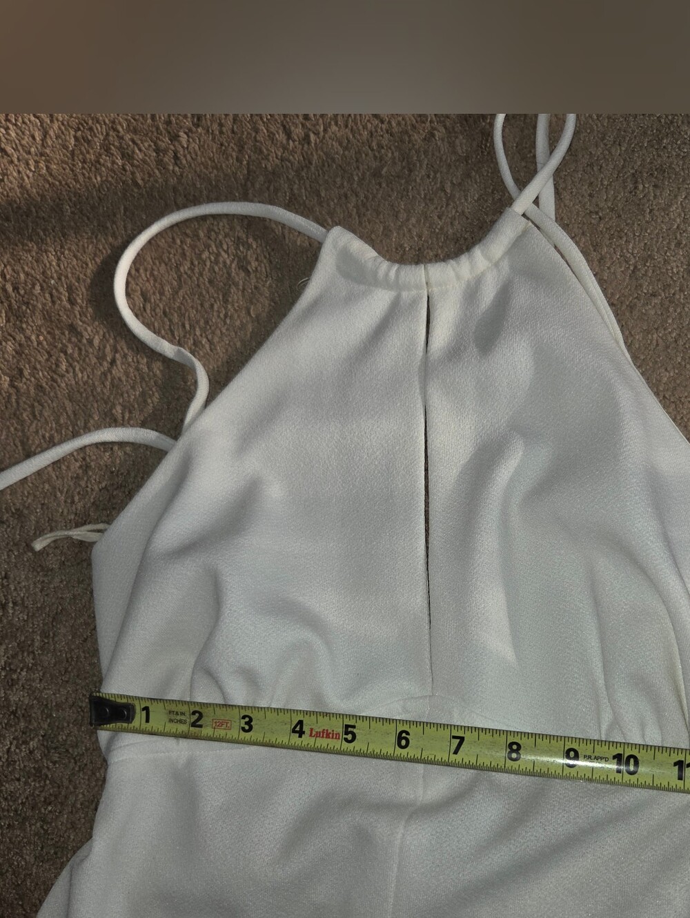 Vintage 1970s/80s White Halter Maxi Dress | Open Back | ILGWU Union Made - Picture 4 of 11